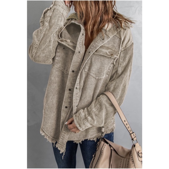 Color Block Corduroy Jacket Shacket - Picture 5 of 6